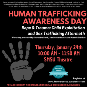 Human trafficking awareness day poster.