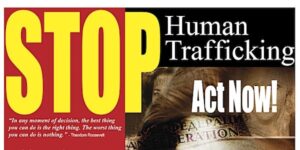 Stop human trafficking act now poster.